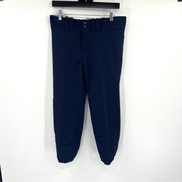 Mizuno Pants - MIZUNO Belted Softball Pants Navy Blue 350150 Women's Lg Stretch Elastic Bottom